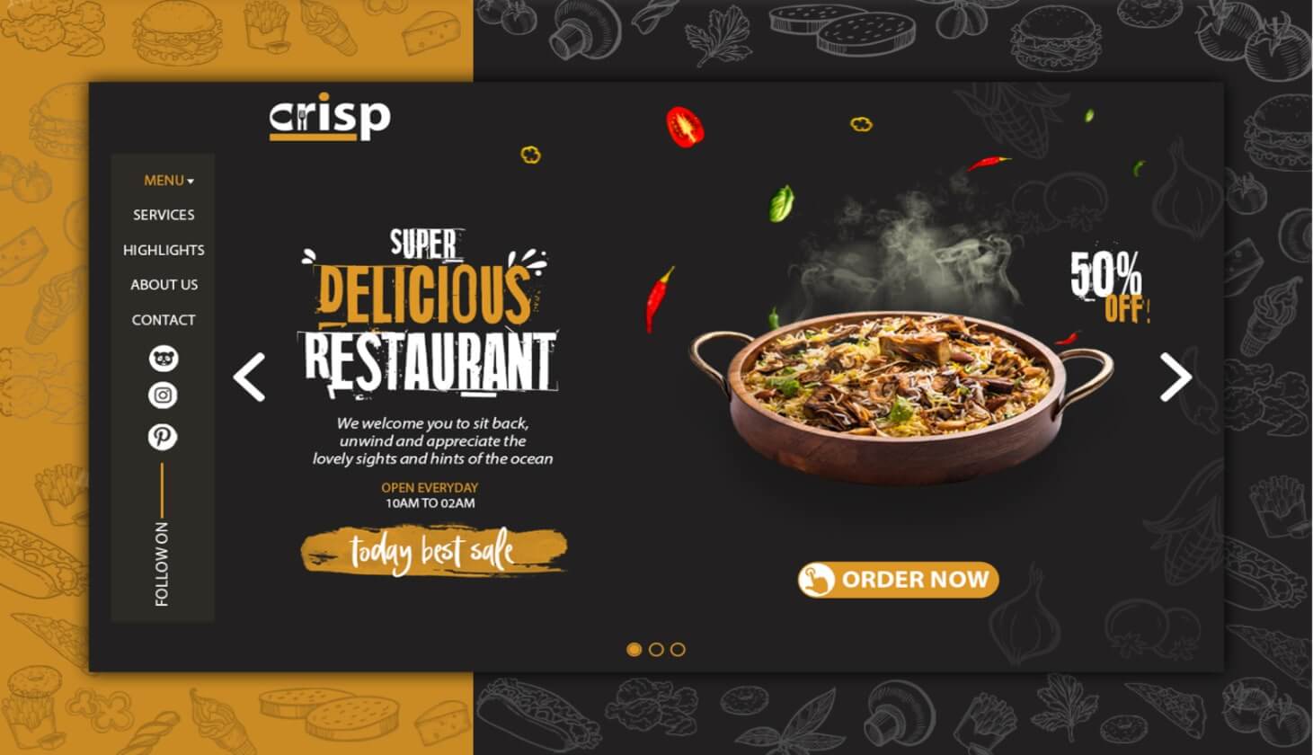 The Crisp Restaurant Theme — Graphic Design project by Ark Crew